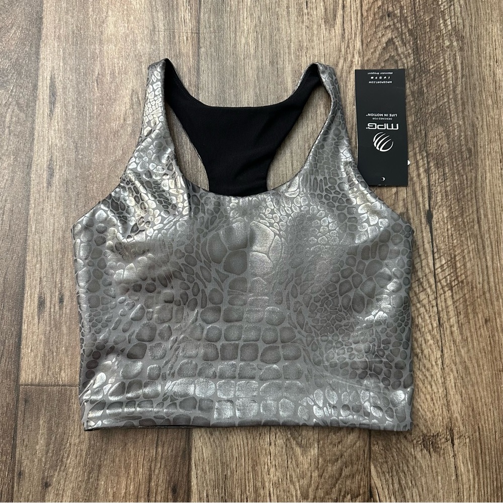 MPG Life In Motion Sport Bra Crave Alligator Silver Women’s Size XS